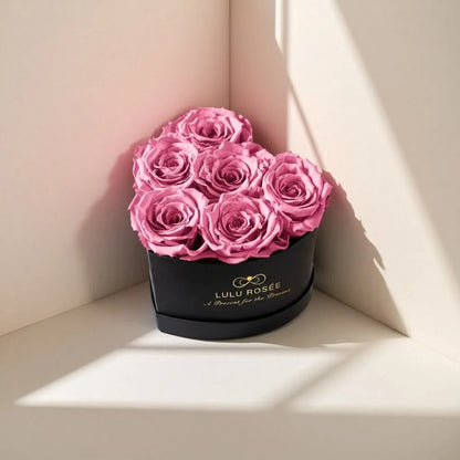 LULU ROSÉE baby heart box sweet pink roses black classic box as a romantic gift