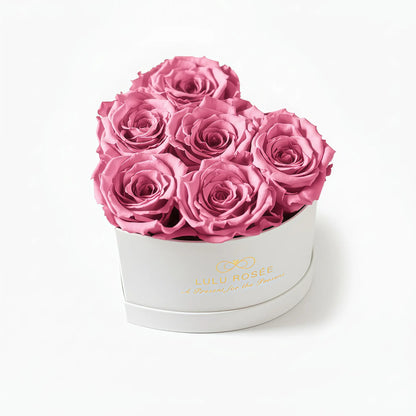 LULU ROSÉE baby heart box sweet pink roses white classic box on white background