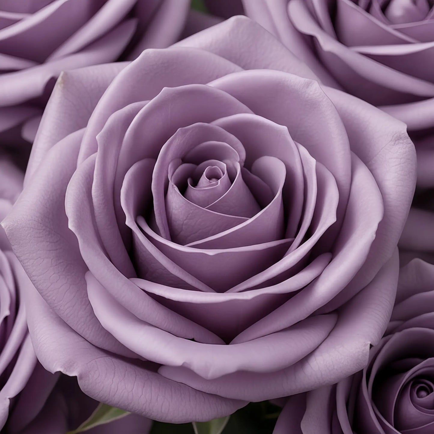Close-up of a lavender rose with other roses in the background