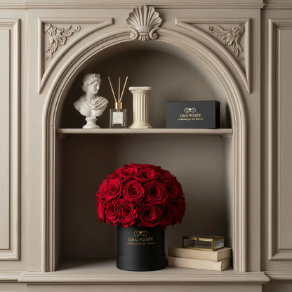LULU ROSÉE classic superdome box red roses black classic for Valentine's Day gift